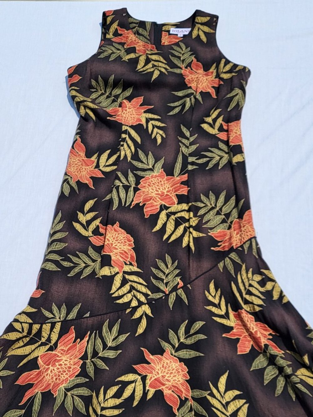 Iolani Hawaii Dress Women's Small Fit Flare Sleeveless Floral Zip Closure Aloha